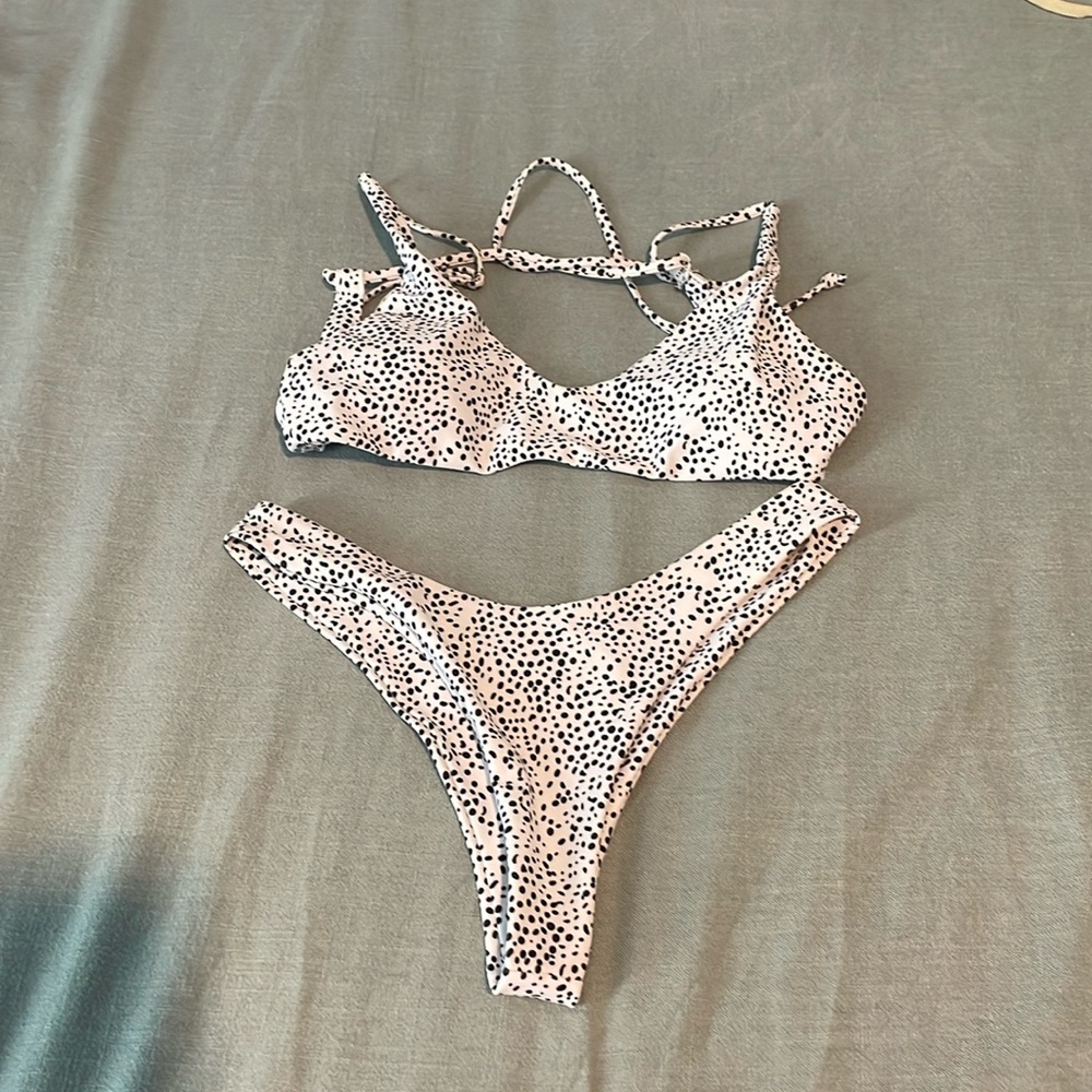 Zaful Black & White Polka Dot Bikini. Size: S